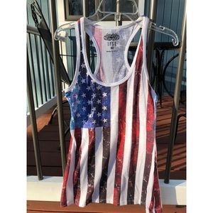 American Flag Print Muscle/Tank Top